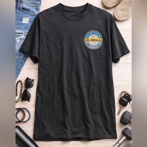O’Neill Modern Fit Black Graphic T Shirt Mens Large Surf Skate